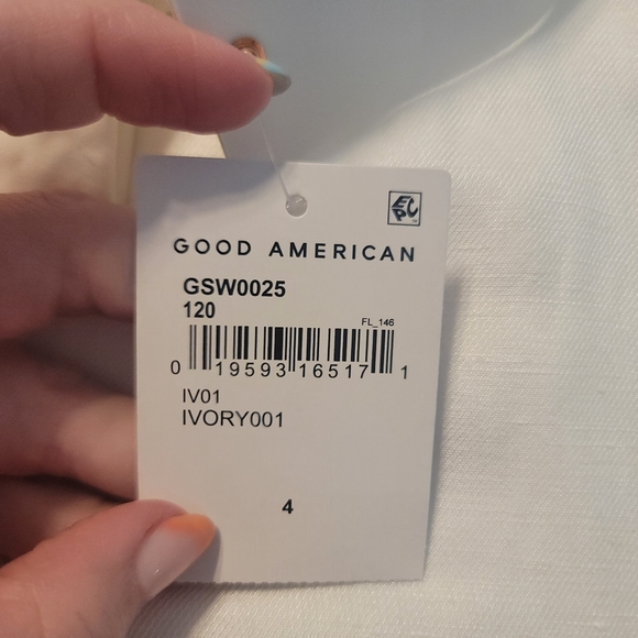 Good American Waist Framer One-Piece Swimsuit Drawstring Ivory 4 US Large/X-Larg - Picture 9 of 10